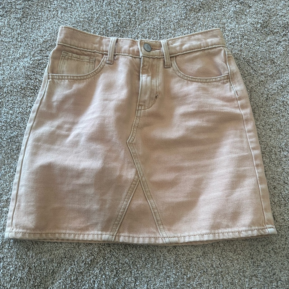 Girls Peach/Tan Jean Skirt